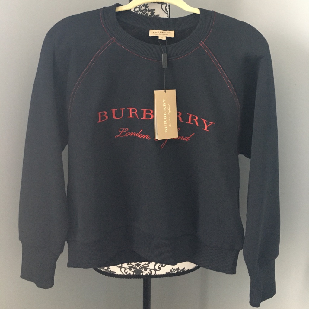 Burberry Ladies Embroidered Sweatshirt Blue